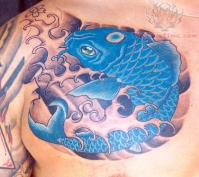 koi fish tattoo on chest