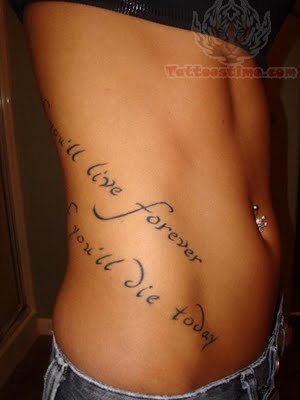 lettering tattoo on side
