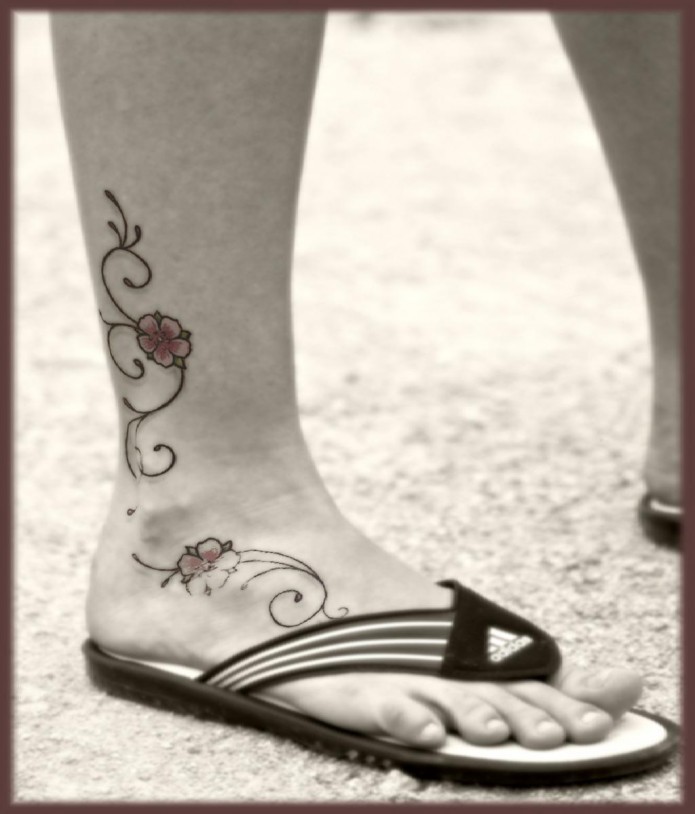 flower tattoo on ankle