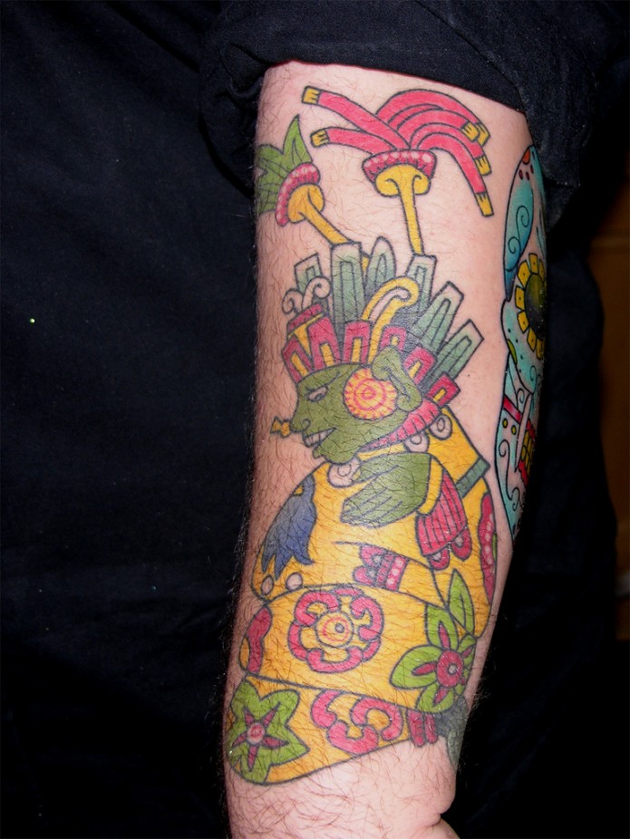 aztec tattoo on forearm