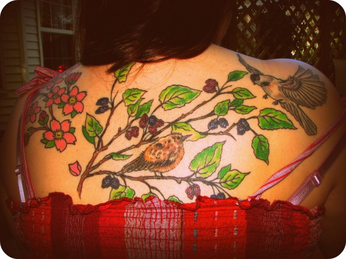 bird tattoo on back