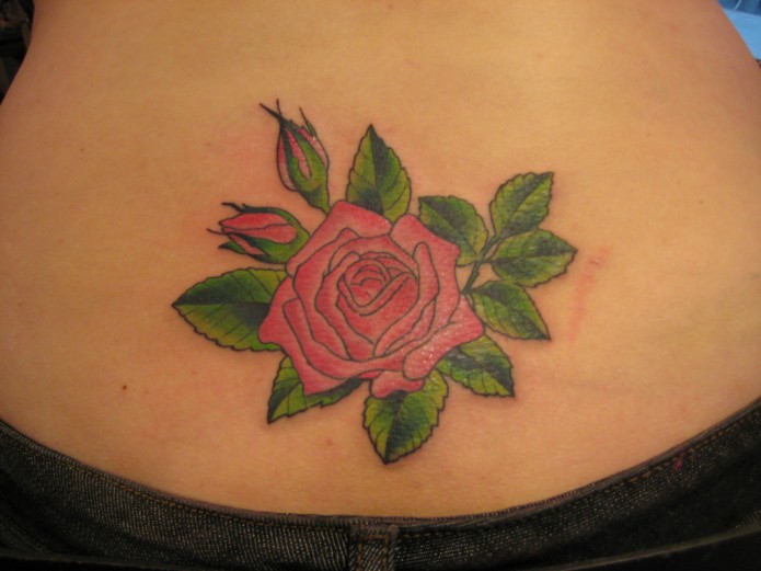 flower tattoo on waist