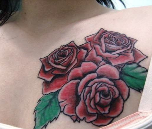 rose tattoo on chest