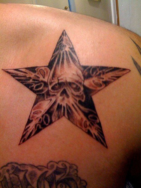 star with skull tattoo