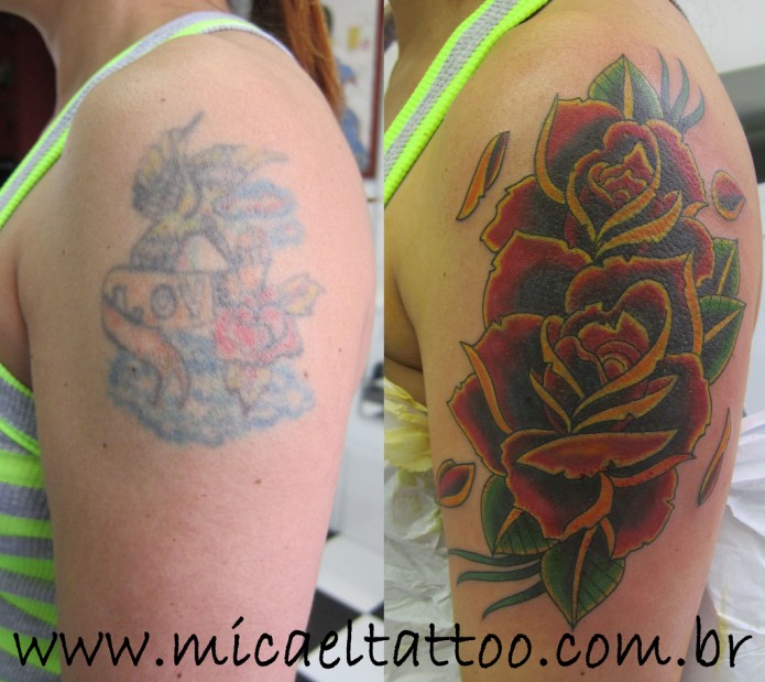 rose tattoo on arm