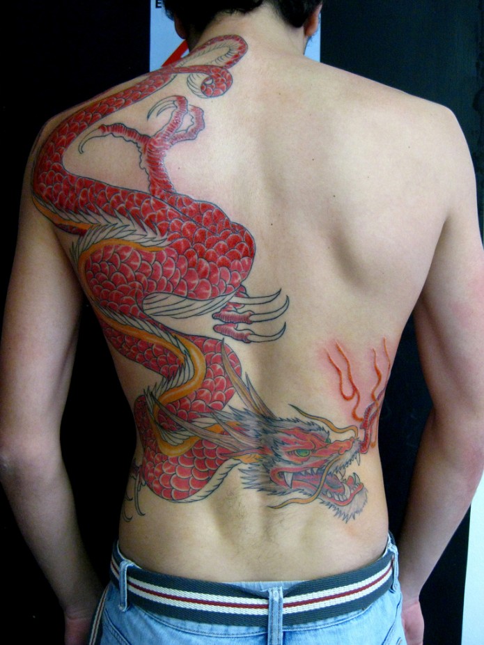 dragon tattoo on back