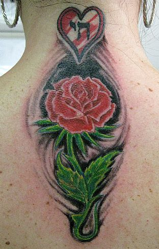 rose tattoo on back