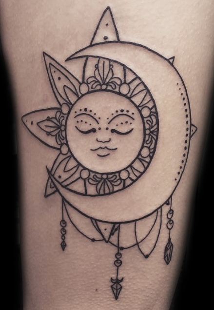 Perfectly Balanced Sun and Moon Matching Tattoos  Tattoo Glee