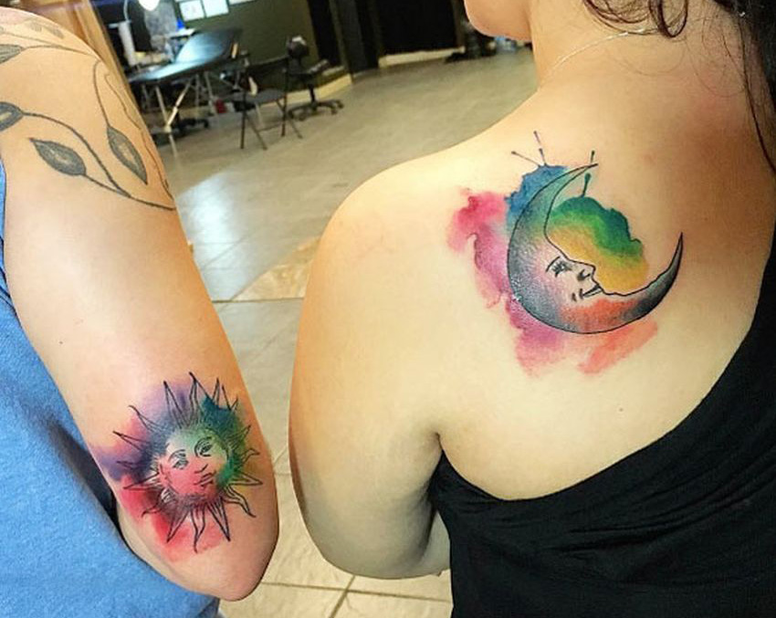 Sun and Moon Matching Tattoos for BFFs - wide 10