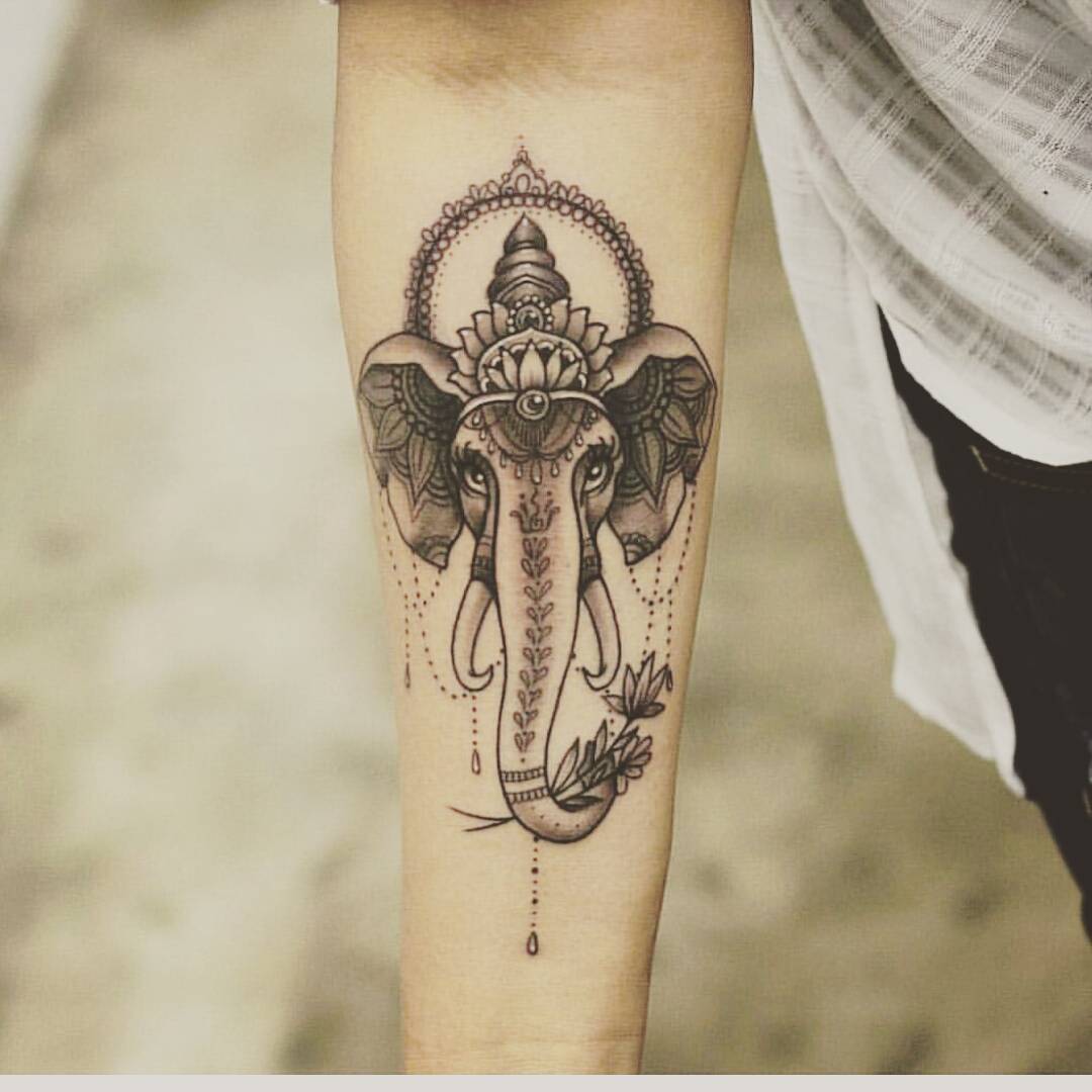 Ganesh and Lotus Tattoo