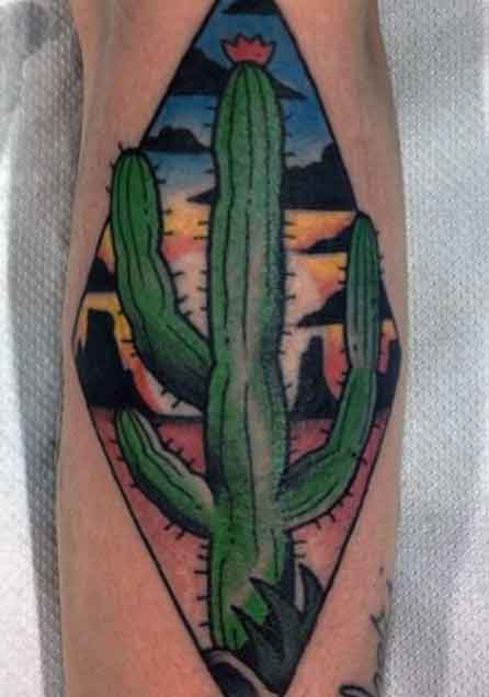 Cactus tattoo is also very popular in Traditional tattoo design. 