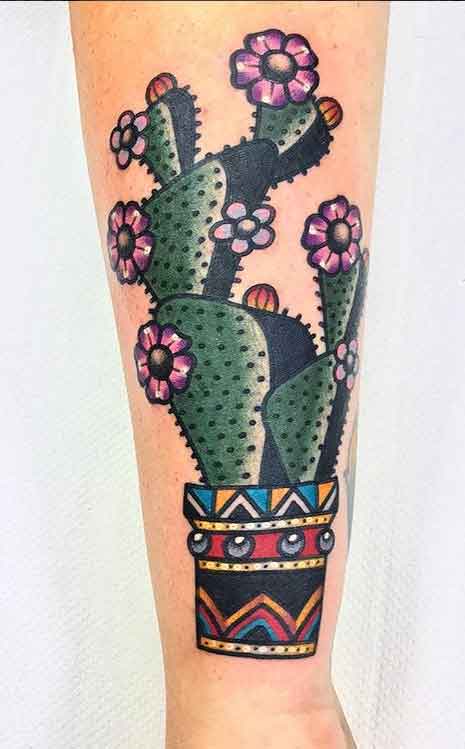 Cactus tattoo is also very popular in Traditional tattoo design. 