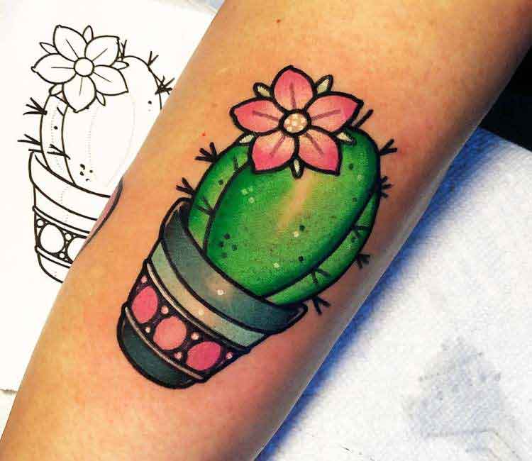 Cactus tattoo is also very popular in Traditional tattoo design. 