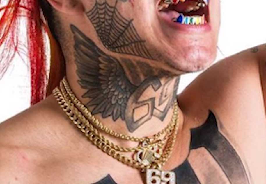 Tekashi 6ix9ines Girlfriend COVERS UP Tattoo Of His Face Couple Is  Officially Split  The Blast