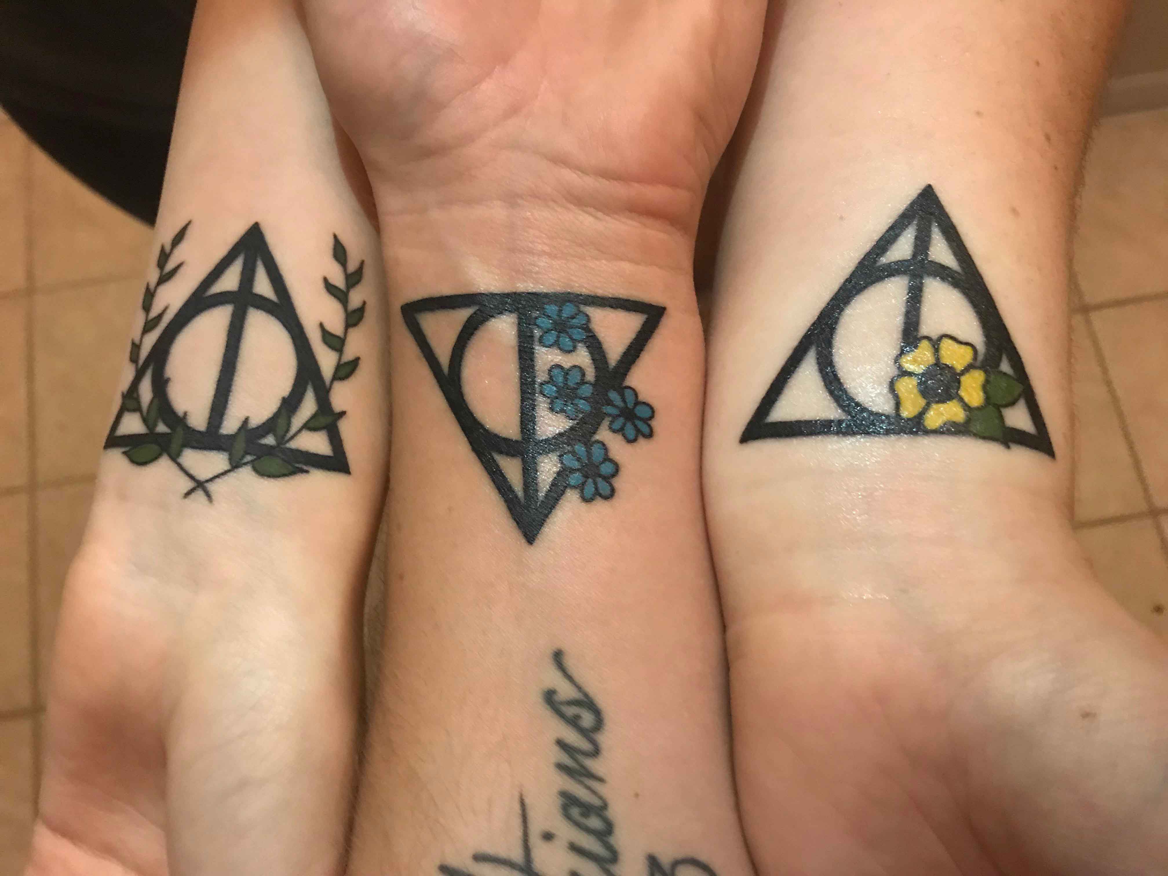 6. "Watercolor Deathly Hallows tattoo" - wide 5