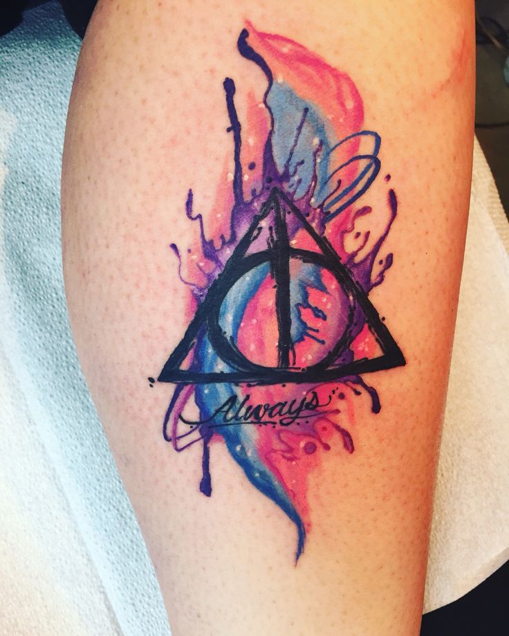 Deathly hallows tattoo watercolor.