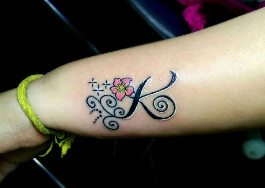 Letter K Tattoo Design cute for Women 02