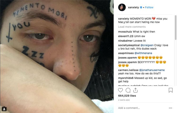 Lil Xan paid tribute to Mac Miller with a face Tattoo.