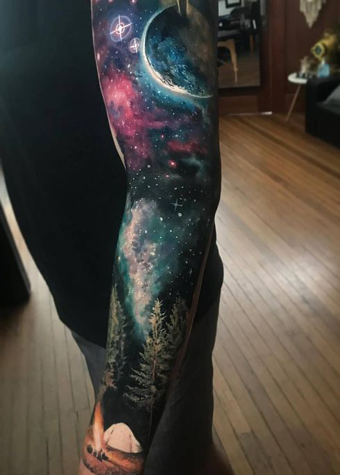 Hand poked galaxy tattoo by ponto tattoo  Tattoogridnet