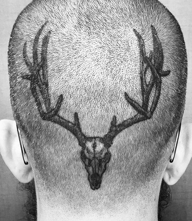 Tattoo uploaded by John Elizardo  skull deer horns antlers  brushstroke chesttattoo  Tattoodo
