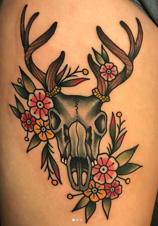 Deer Skull Tattoos Ideas Designs Meaning Tattoo Me Now