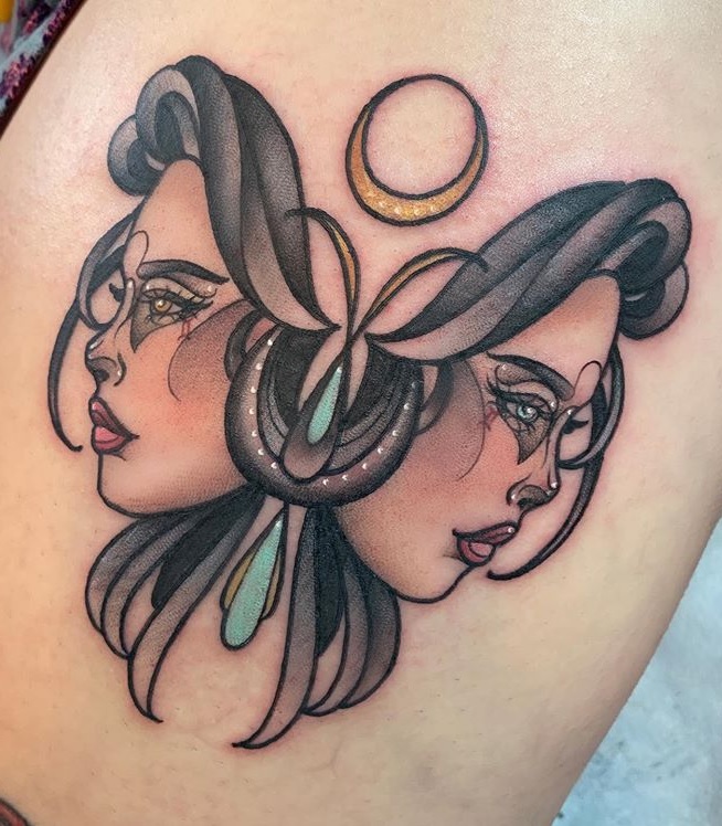 Two faced Gemini tattoos.