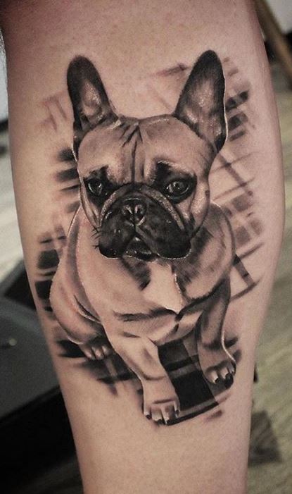 Tiny Bulldog Tattoo on Finger Tattoo Idea