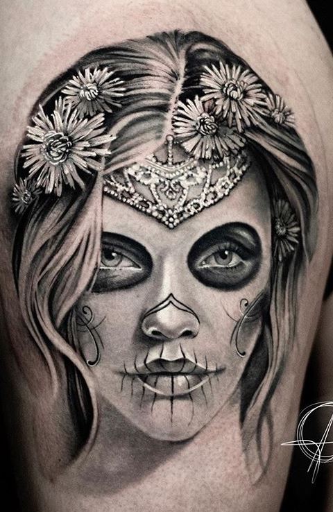 Amour Tattoo  Sugar skull girl hand tattoo Tattooed by Cuong Tatt   Facebook