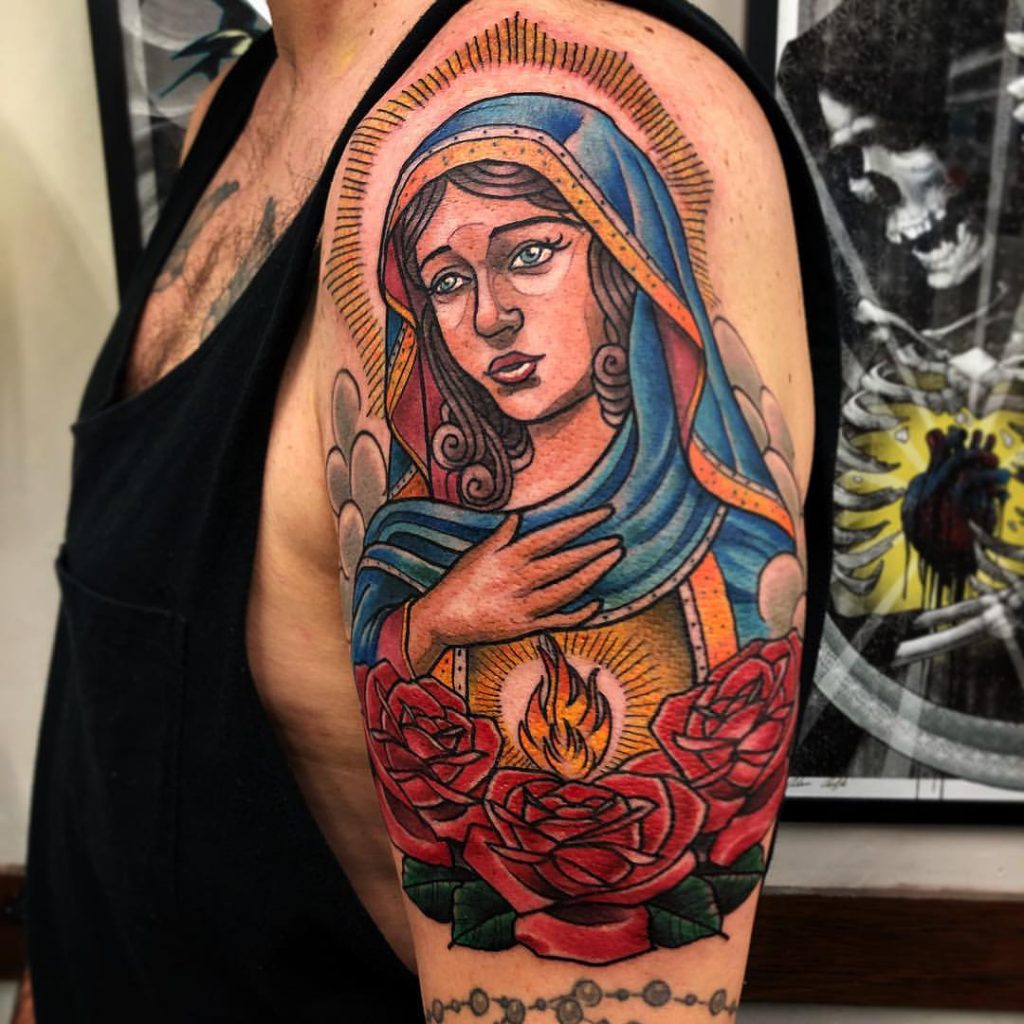 Traditional Virgin Mary Tattoos.