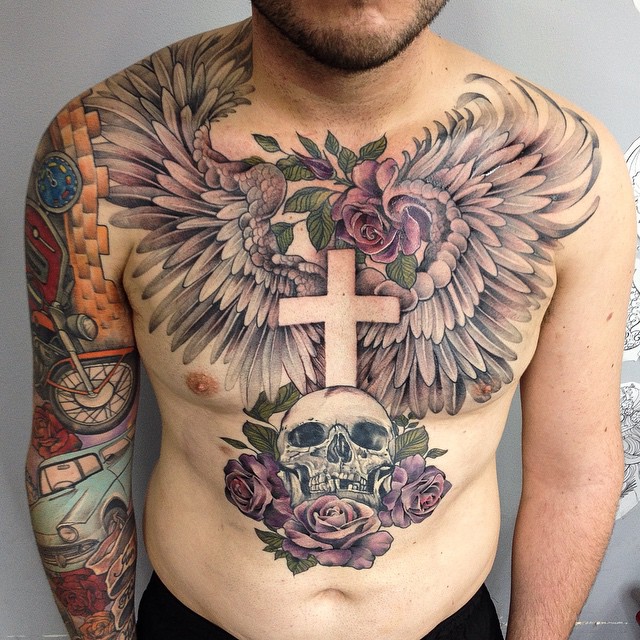 Fun Wing done by Johnny… Have a great Saturday ⁣ .⁣ .⁣ .⁣ .⁣ .⁣  #angeltattoo #backtattoo #backtattoos #blackandgreyink #bla... | Instagram