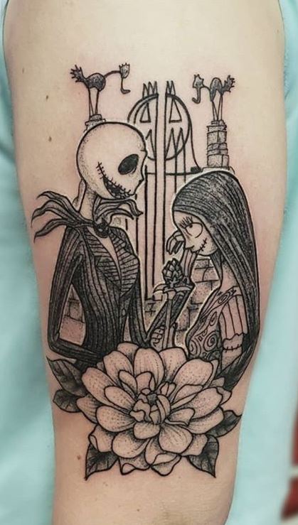 Me and the Wife got new tattoos tonight cause we can live like Jack and  Sally if we want to  rBlink182