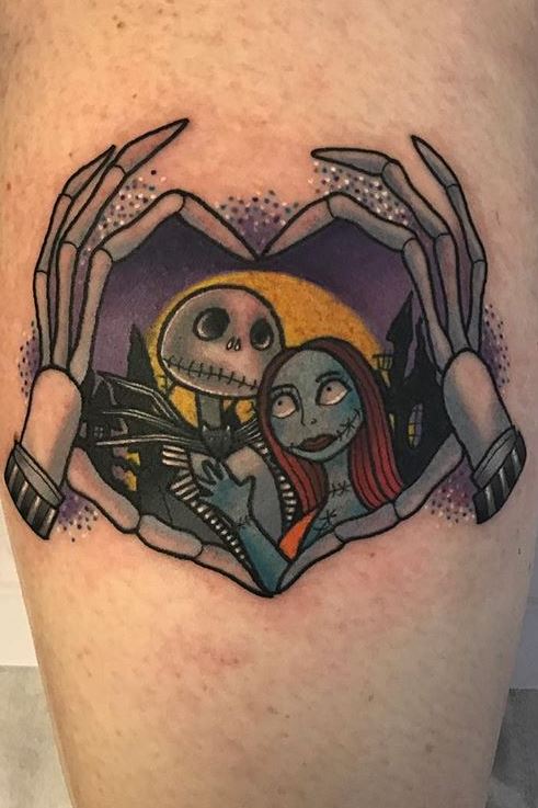 Tattoo uploaded by Scarlet Jones  Jack and Sally calftattoo  Tattoodo