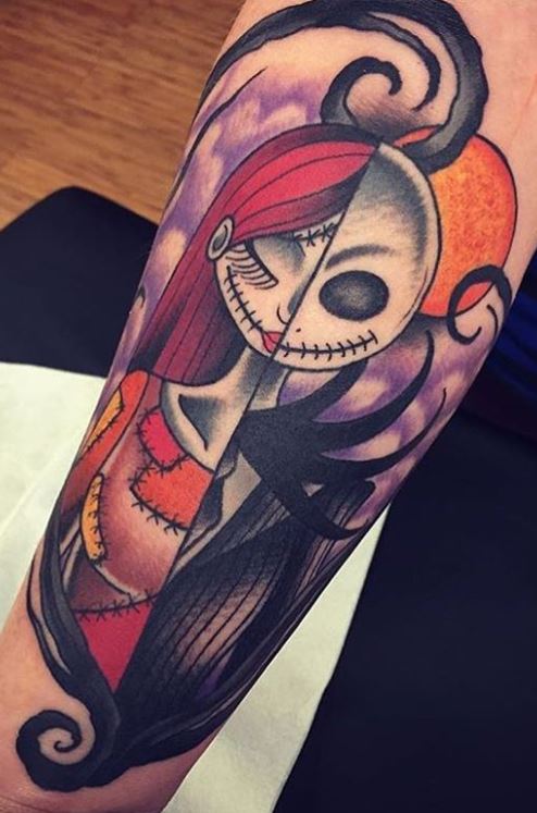 Angelo Parente on Instagram Jack and Sally  nightmarebeforechristmas     blackwork inkedmag dotworker halloweentattoo disneytattoo