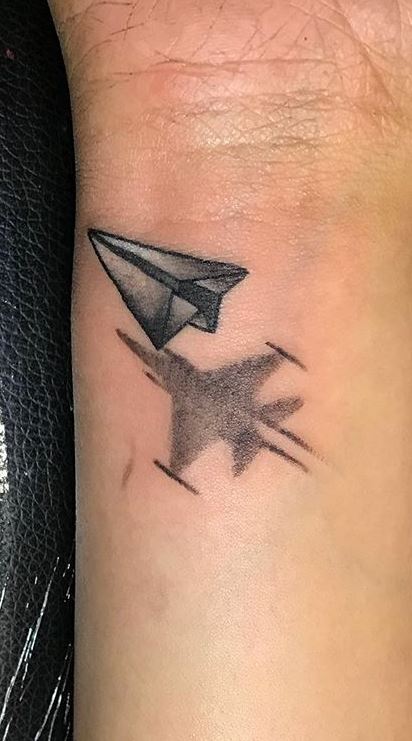 Paper Airplane Tattoo with Shadow 14