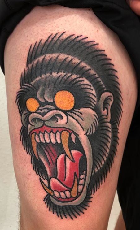 Neo Traditional Gorilla Tattoo Idea