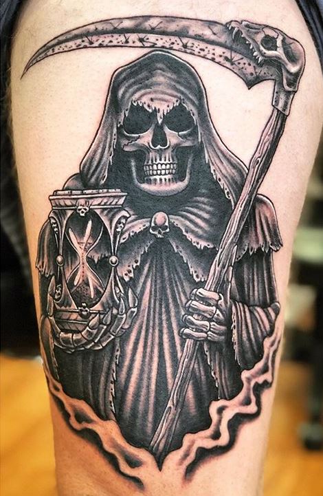 Tattoo uploaded by Stacie Mayer  Dotwork grim reaper tattoo by Charley  Gerardin dotwork CharleyGerardin reaper grimreaper death lettering   Tattoodo