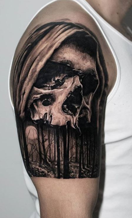 Painted Temple  Tattoos  Evil Grim Reaper  Austin Jones Smokey Skull  Reaper