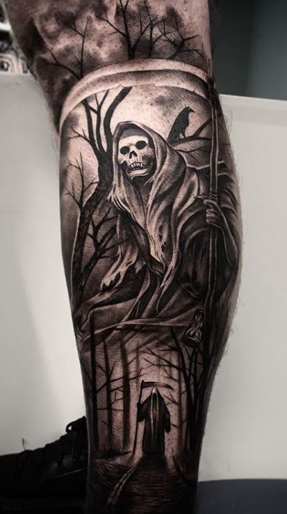 Grim Reaper Tattoo | Cover up tattoos for men, Black tattoo cover up, Cover  tattoo