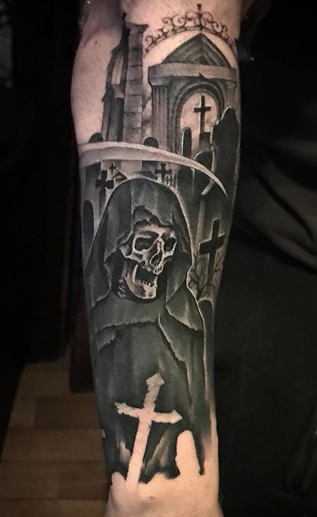 Sugar skull grim reaper tattoo  Tattoo contest  99designs