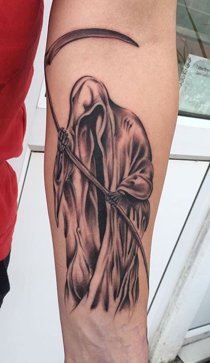 Grim Reaper Tattoo  InkStyleMag  Skull sleeve tattoos Skull sleeve  Skull tattoos