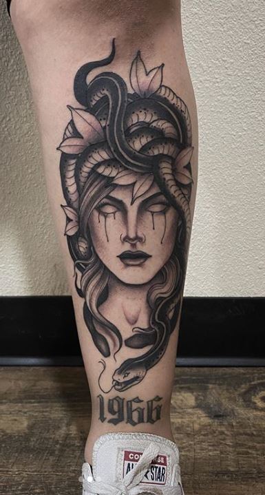 Tattoo uploaded by @I_wantINK • Medusa on leg • Tattoodo