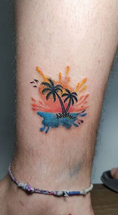 Palm Tree Tattoo Ankle