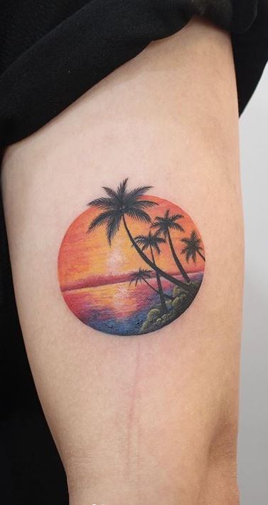 Beach inspired tattoos Sunset tattoos Beach tattoo