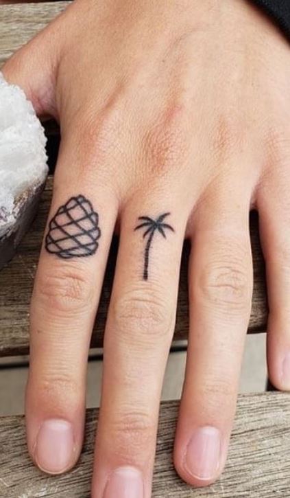 Palm Tree Tattoos Finger