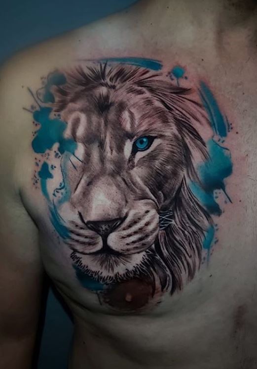 Lion Chest Tattoo Lion Temporary Tattoo – neartattoos