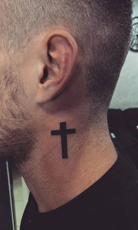 cross, neck and tattoo - image #253997 on Favim.com