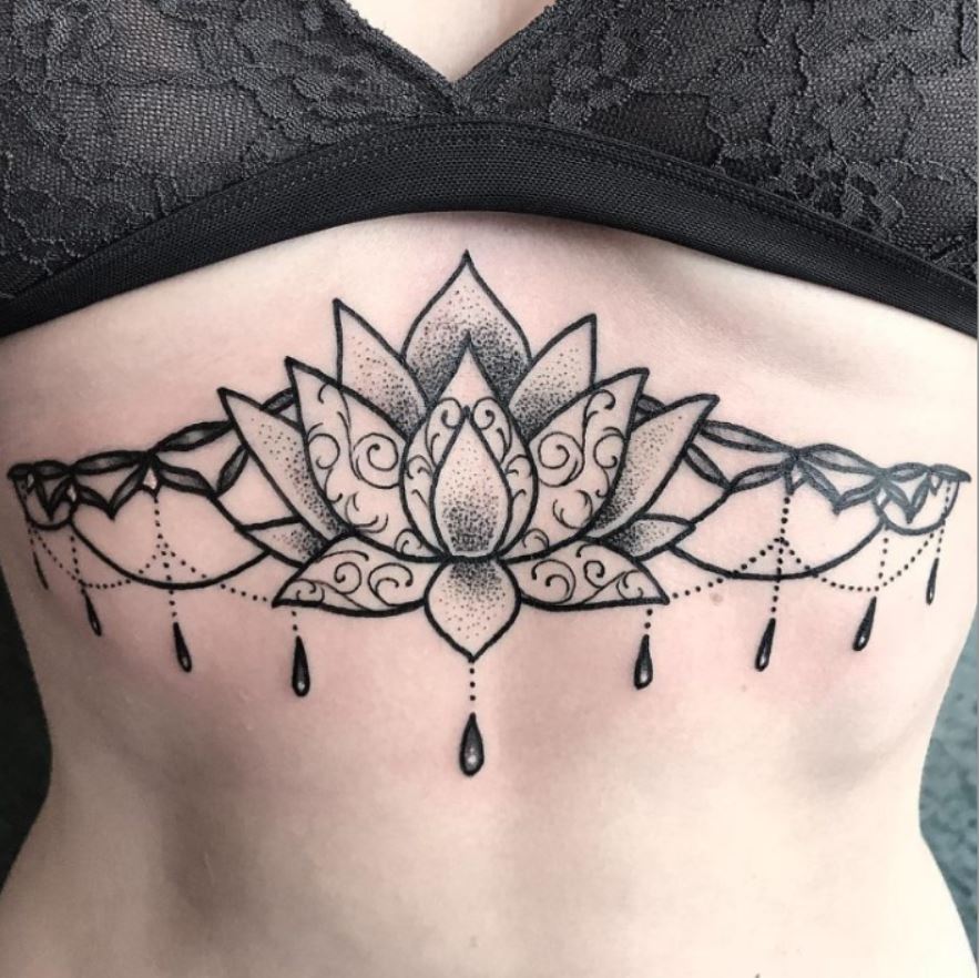 Buy Underboob Lotus and Mandala Tattoo Design and Stencil Online in India   Etsy