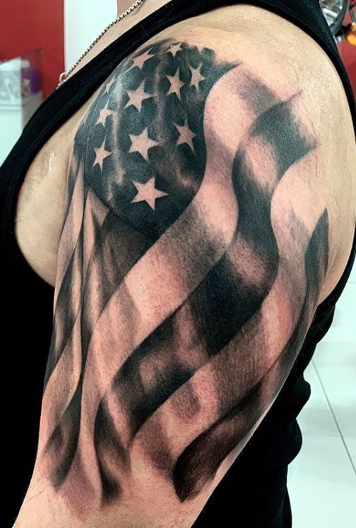 American flag black and grey  Forearm tattoo men American flag tattoo Flag  tattoo