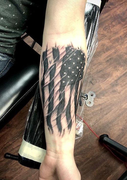 Tattoo uploaded by Buchanan  Anerican flag forearm tattoo  Tattoodo