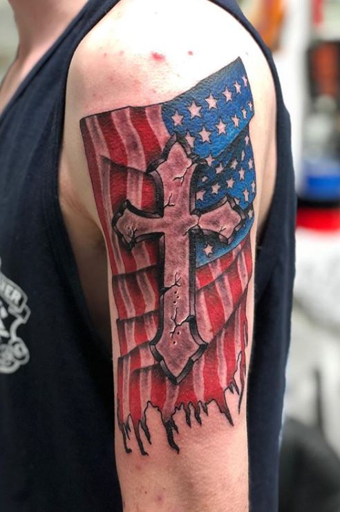 Cross Tattoo With Flag  Tattoo Designs Tattoo Pictures